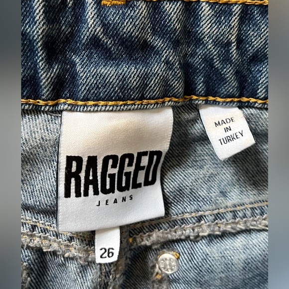 Ragged Priest Jeans High Waisted Wide Leg Raw Hem Size 26 Medium Wash Casual - Picture 7 of 11